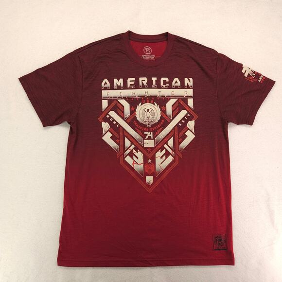 American Fighter Casual Short Sleeve Graphic Crew Neck T Shirt Mens Size 2XL Red - Picture 2 of 11